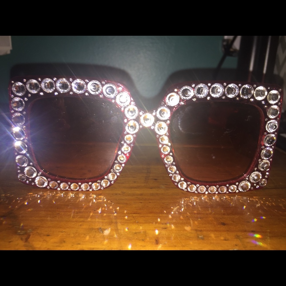 Pink glasses with rhinestone border